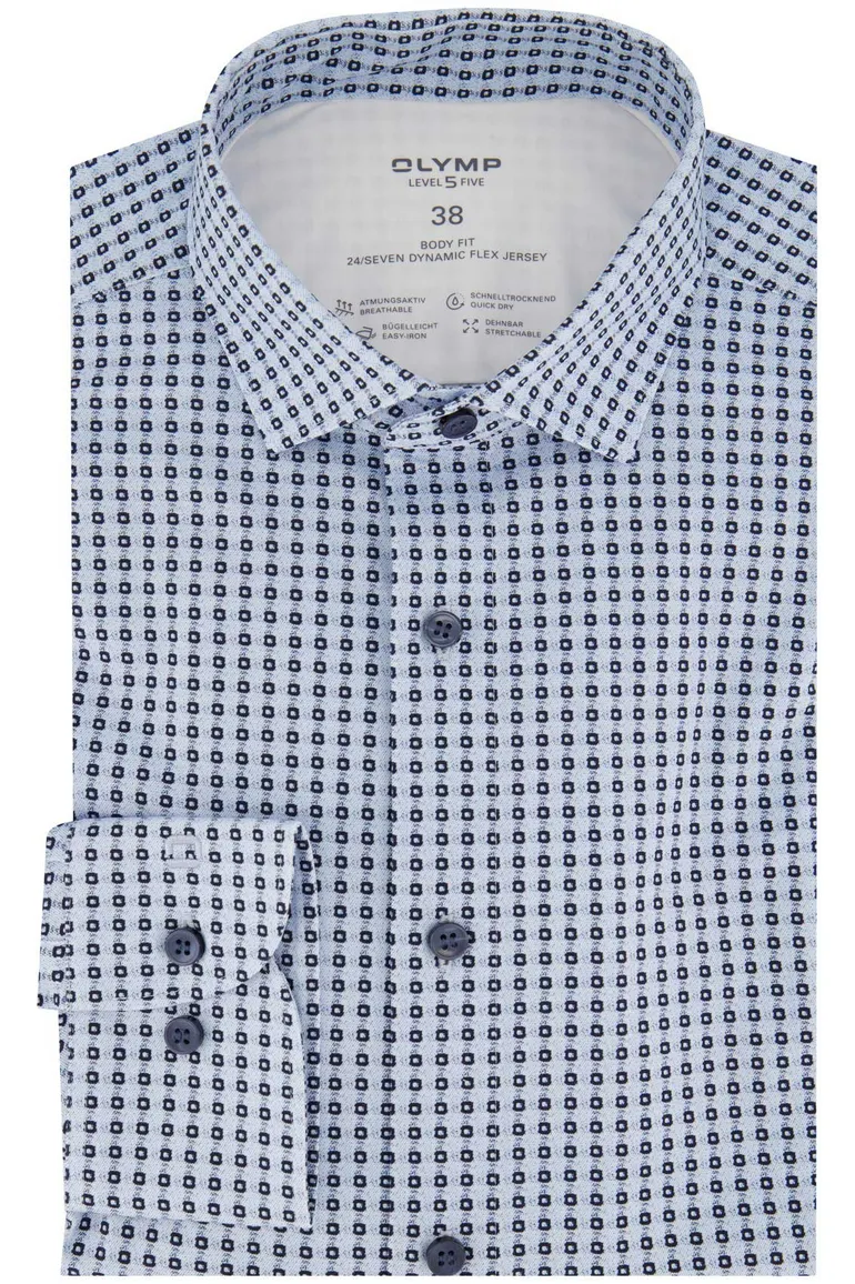 Olymp overhemd blauw geprint