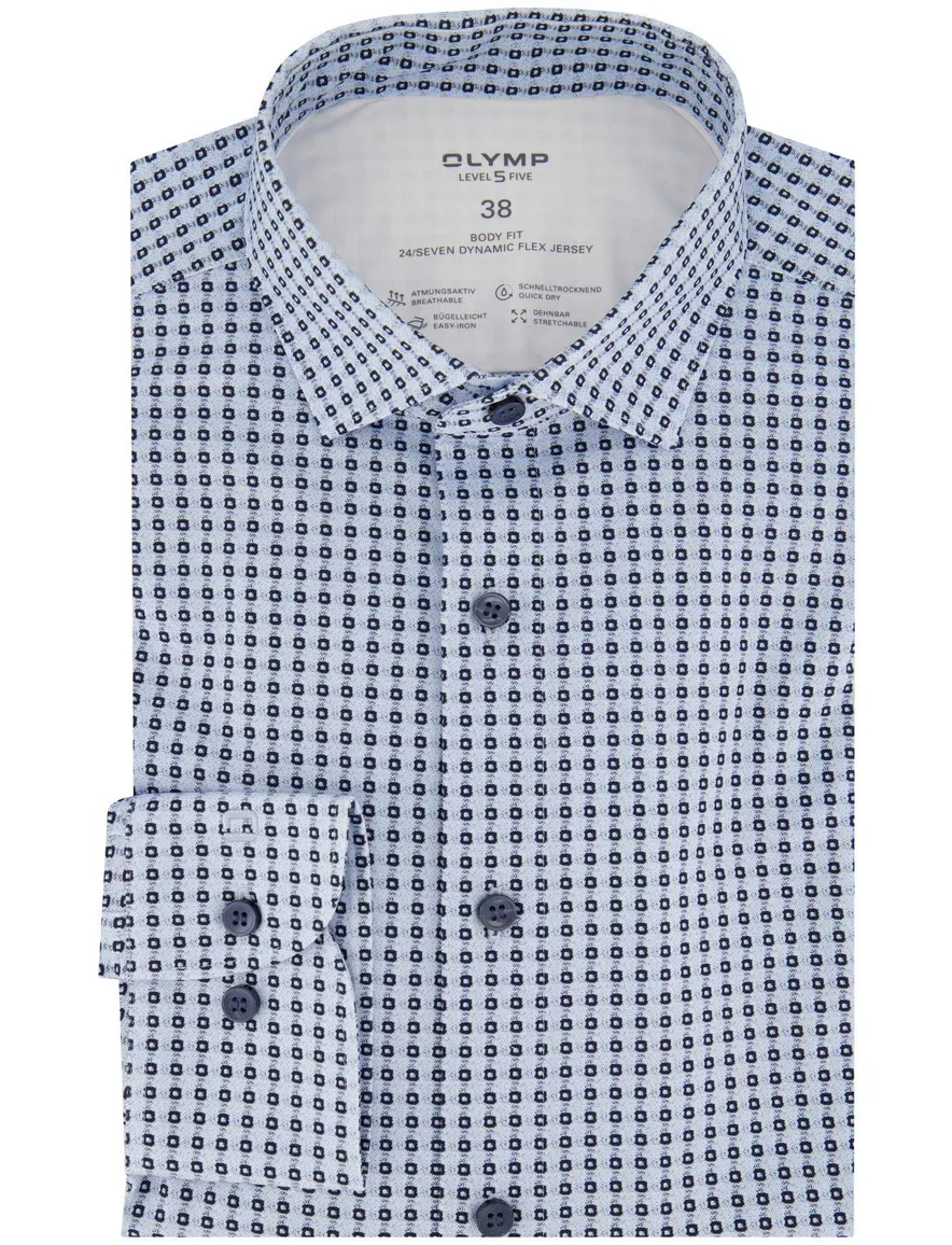 Olymp overhemd blauw geprint