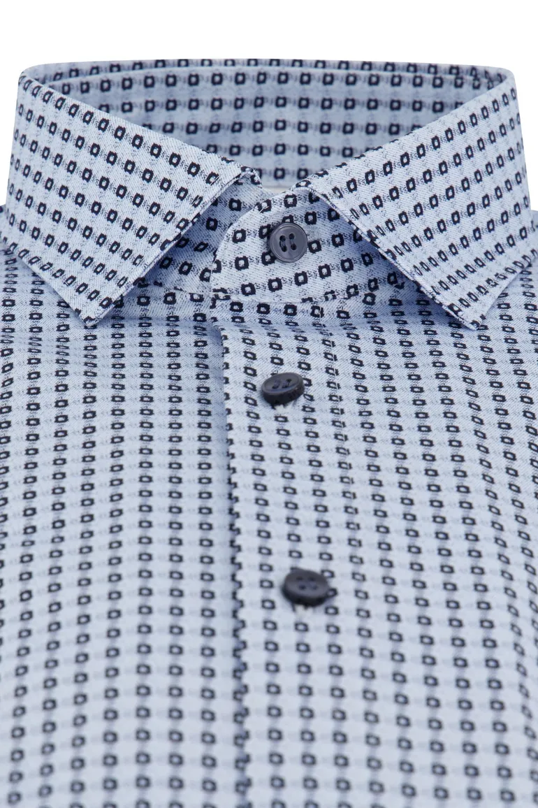 Olymp overhemd blauw geprint
