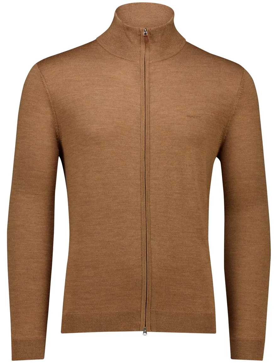 Gant vest bruin 100% merinowol normale fit