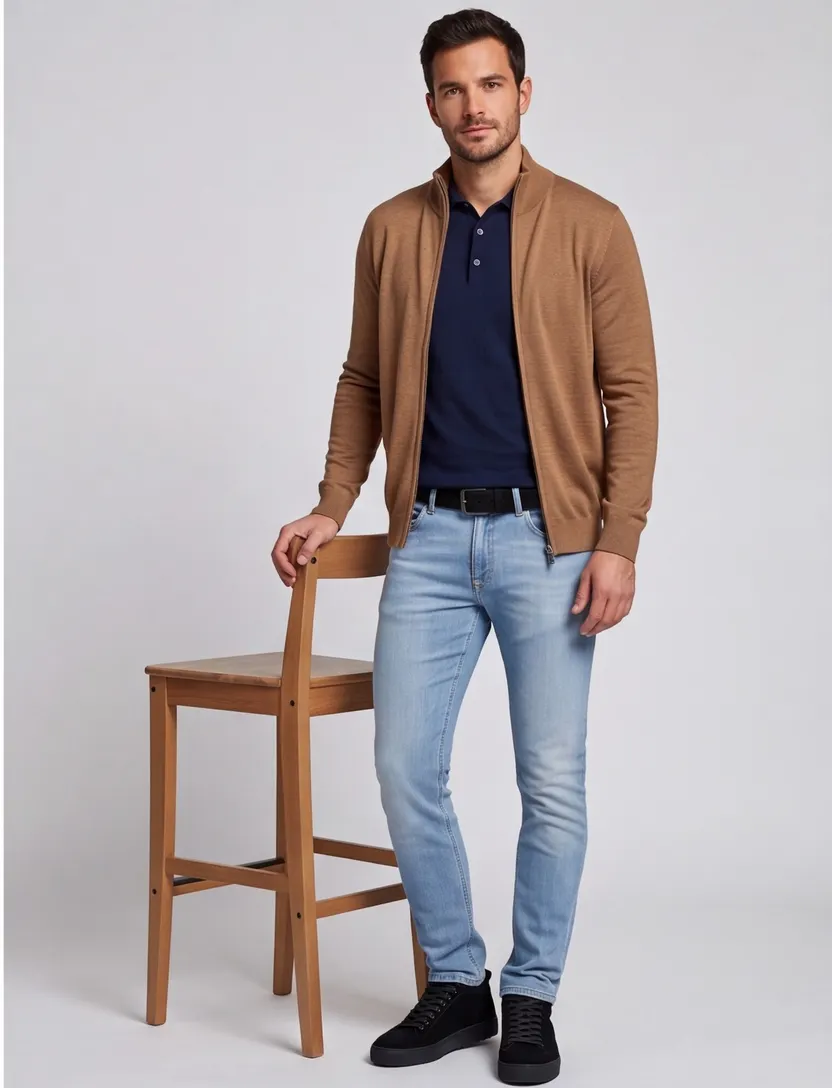 Gant vest bruin merinowol gebreid