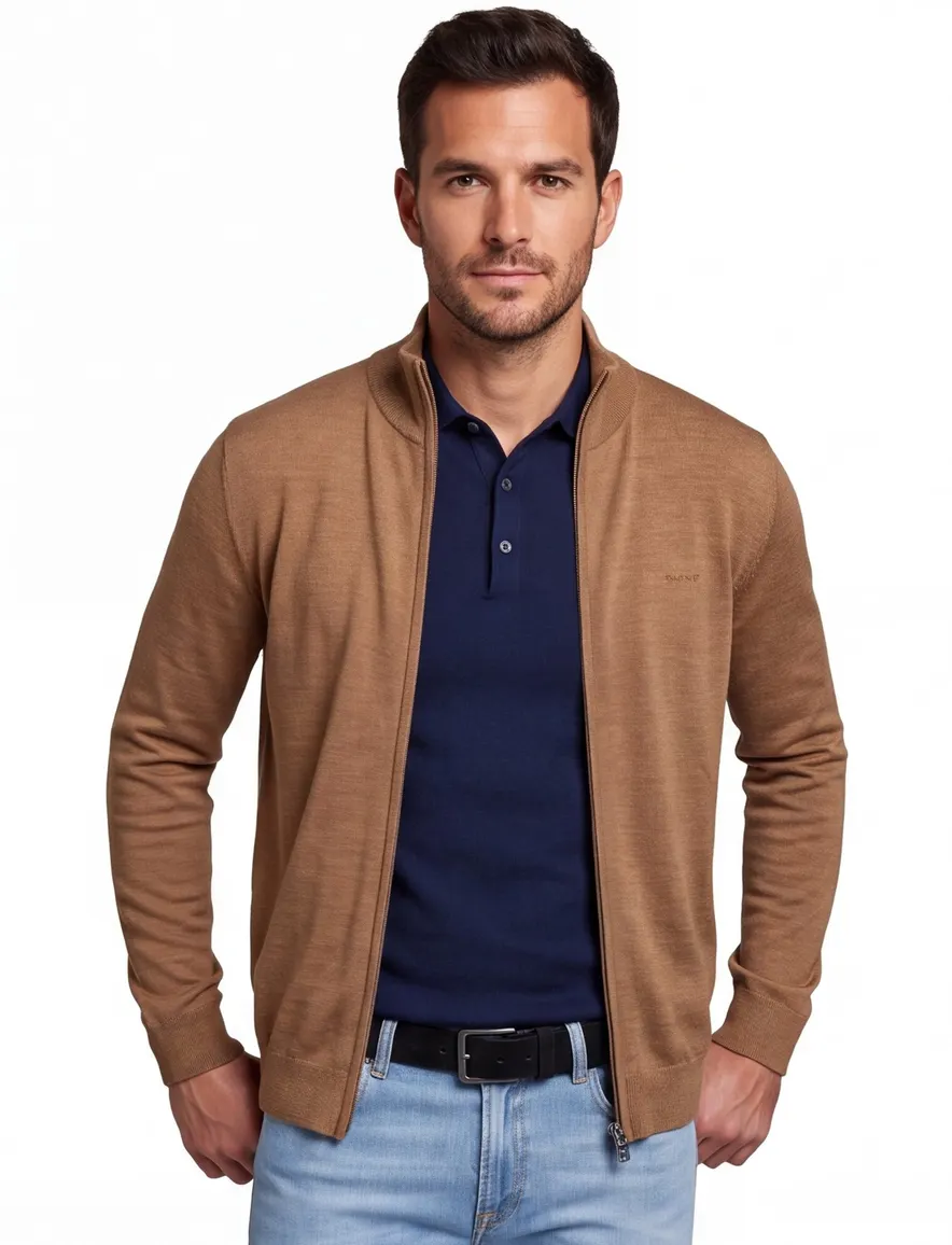 Gant vest bruin merinowol