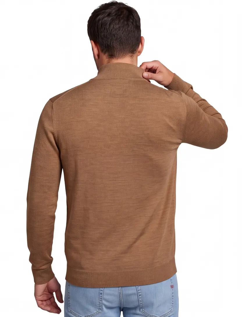 Gant vest bruin merinowol gebreid