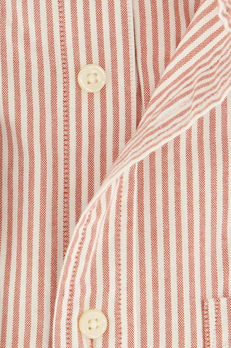 Gant Regular Fit casual overhemd rood wit gestreept Oxford