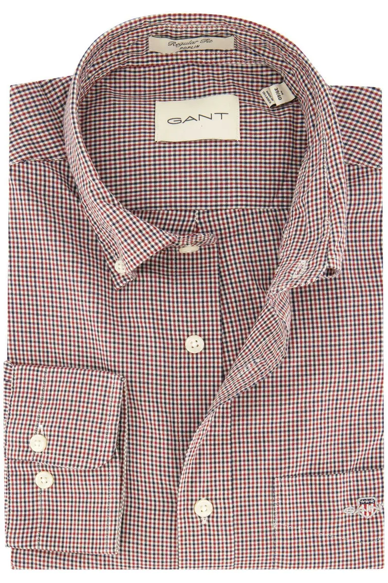 Gant casual overhemd Regular Fit rood blauw geruit