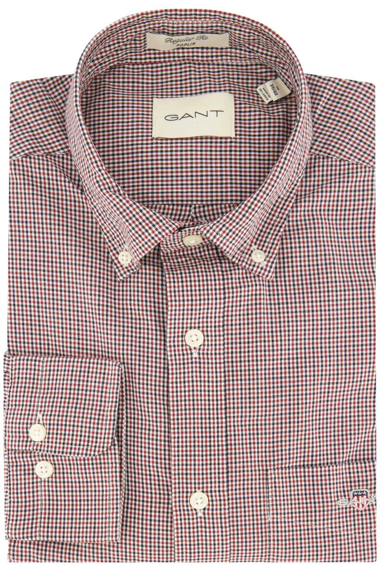 Gant casual overhemd Regular Fit rood blauw geruit