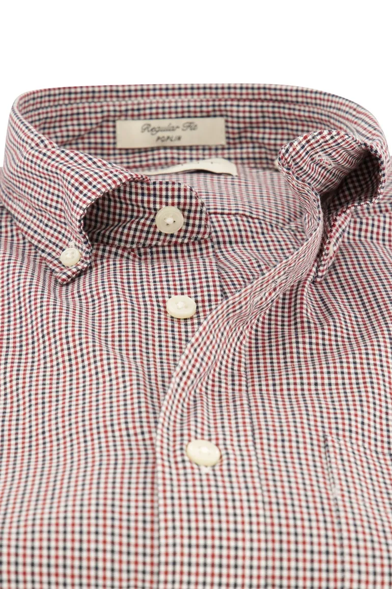 Gant casual overhemd Regular Fit rood blauw geruit