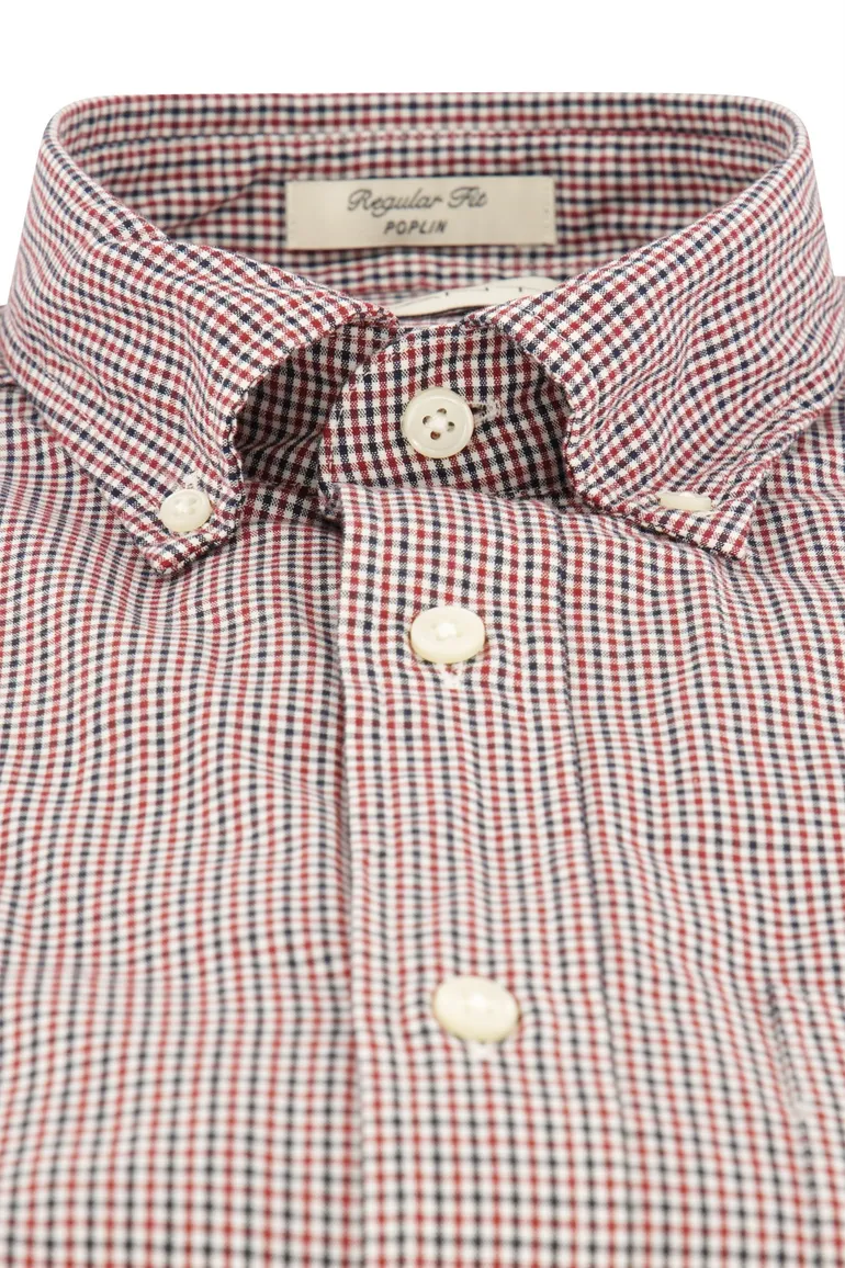 Gant casual overhemd Regular Fit rood blauw geruit