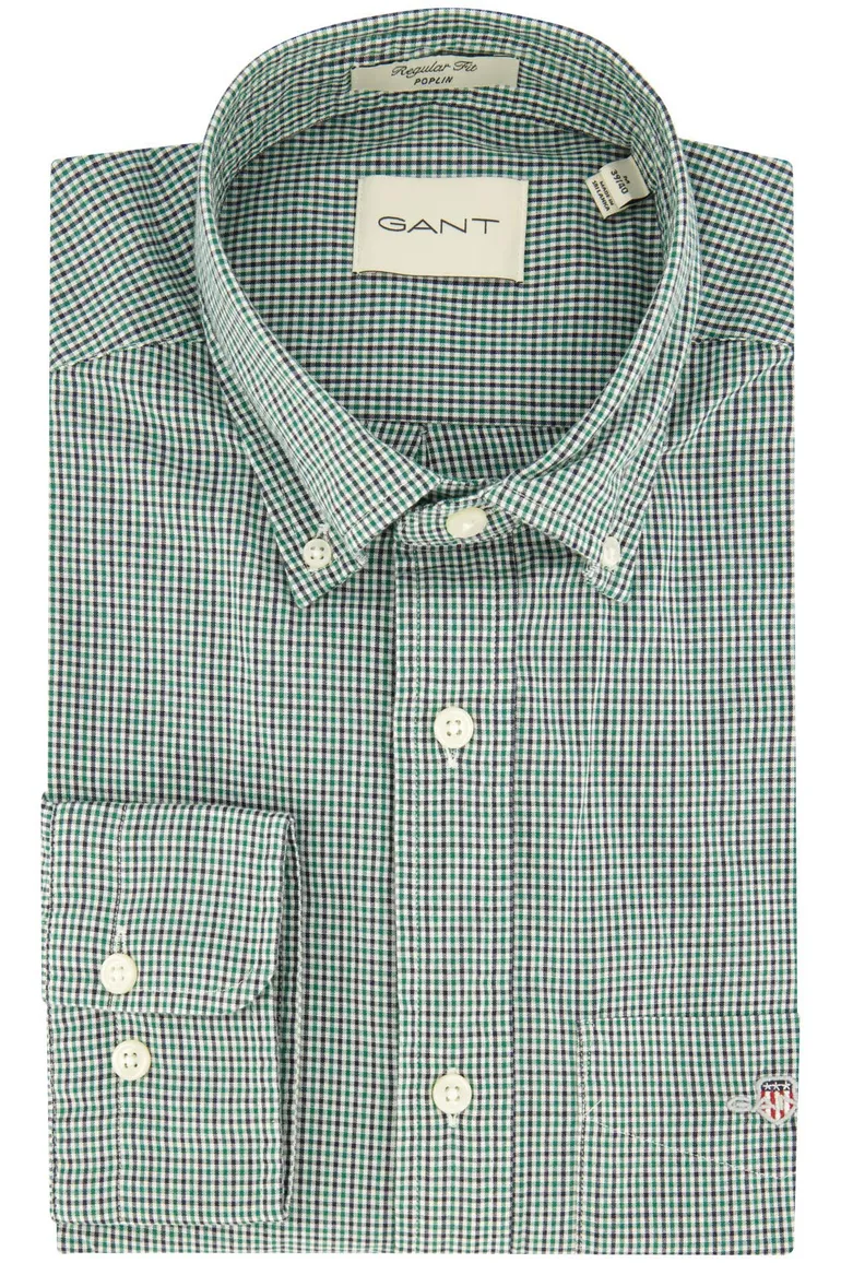 Groen geruit Gant casual overhemd Normale Fit