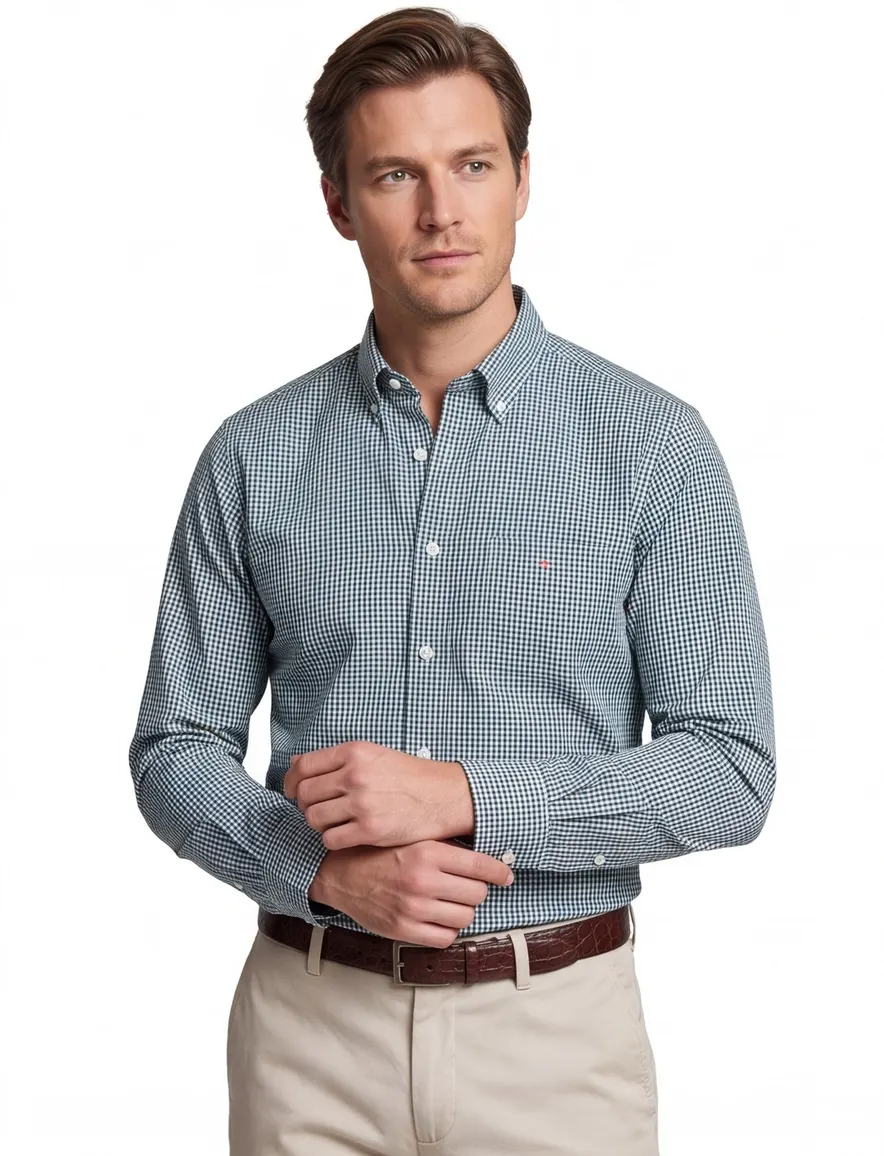 Groen geruit Gant casual overhemd Normale Fit