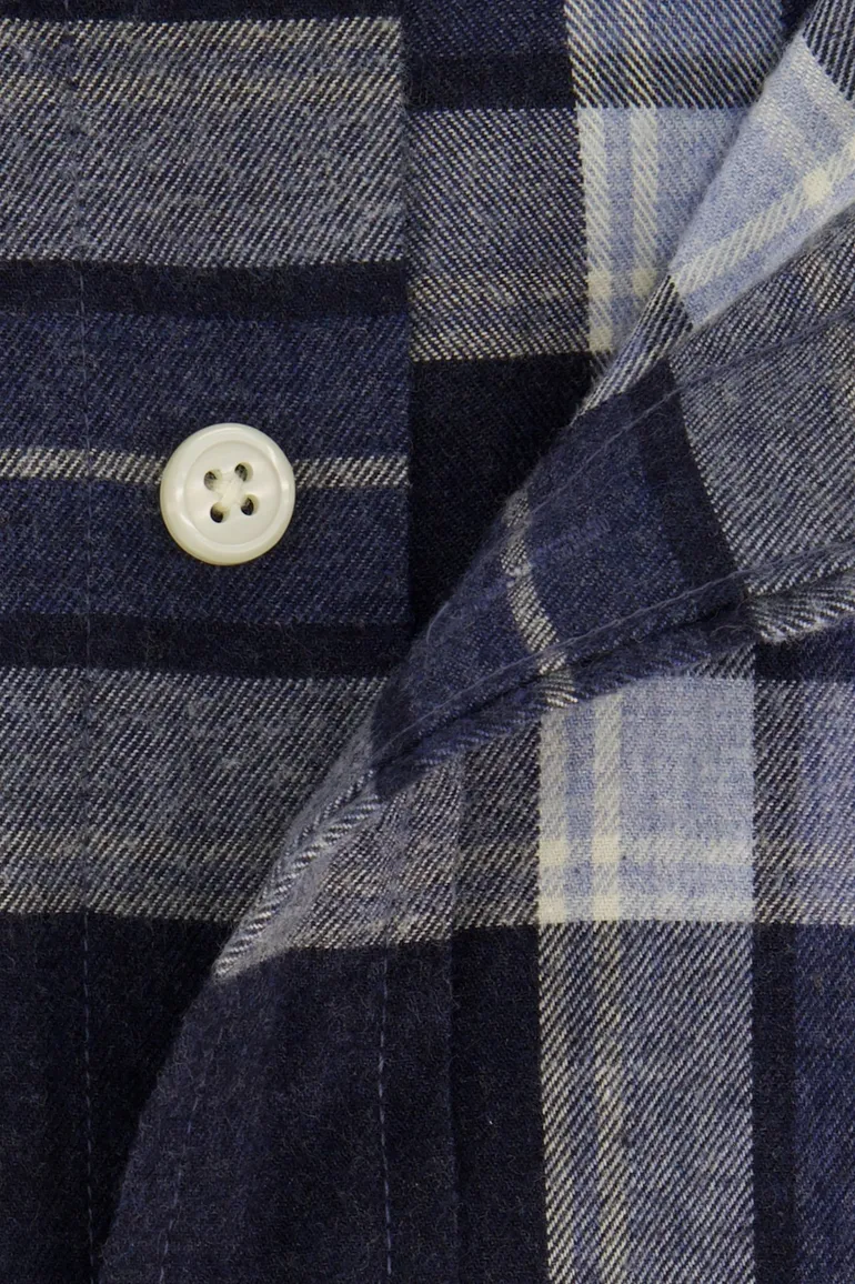 Gant Regular Fit casual overhemd donkerblauw geruit flanel