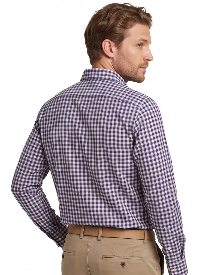 Gant overhemd blauw/wit geruit button-down