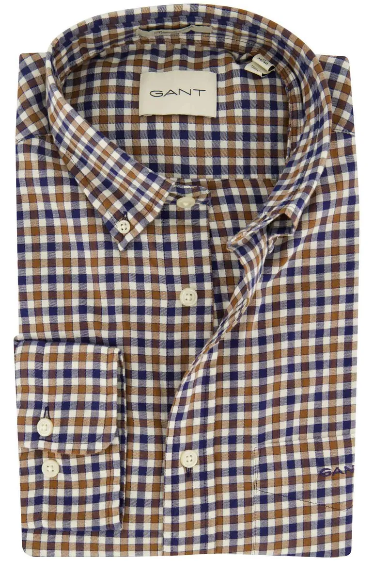 Gant overhemd bruin geruit button-down