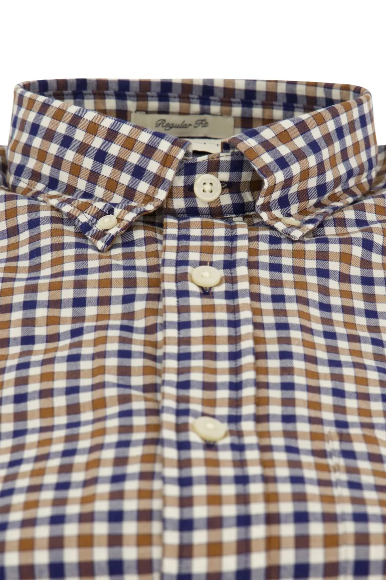 Gant overhemd bruin geruit button-down