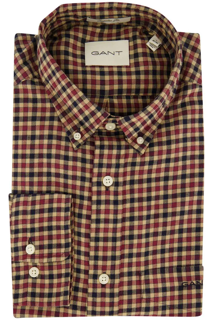 Gant overhemd bruin/rood geruit button-down