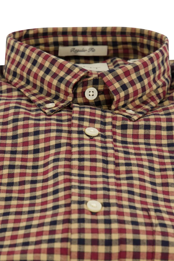 Gant overhemd bruin/rood geruit button-down