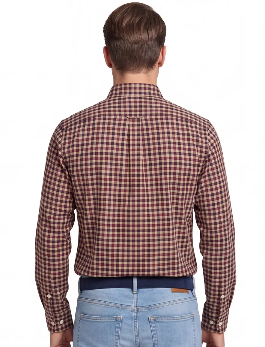 Gant overhemd bruin/rood geruit button-down