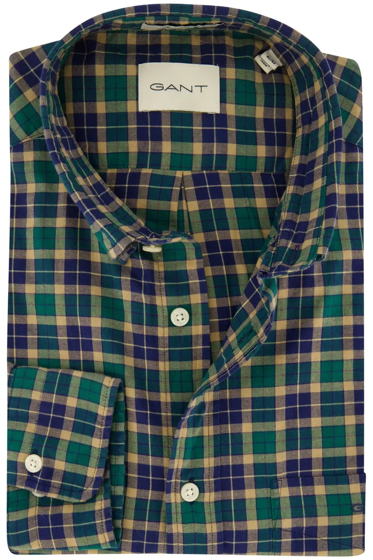 Gant overhemd groen/blauw geruit button-down