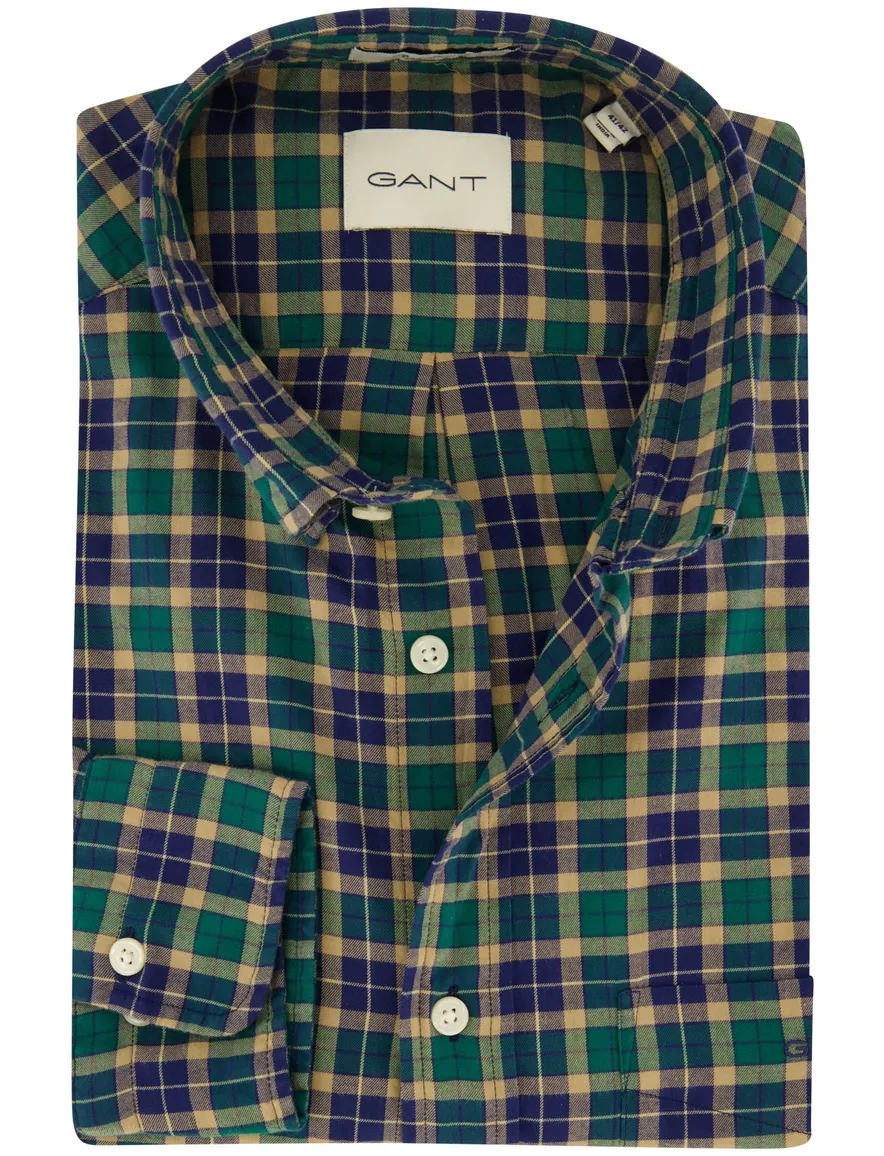 Gant overhemd groen geruit button-down
