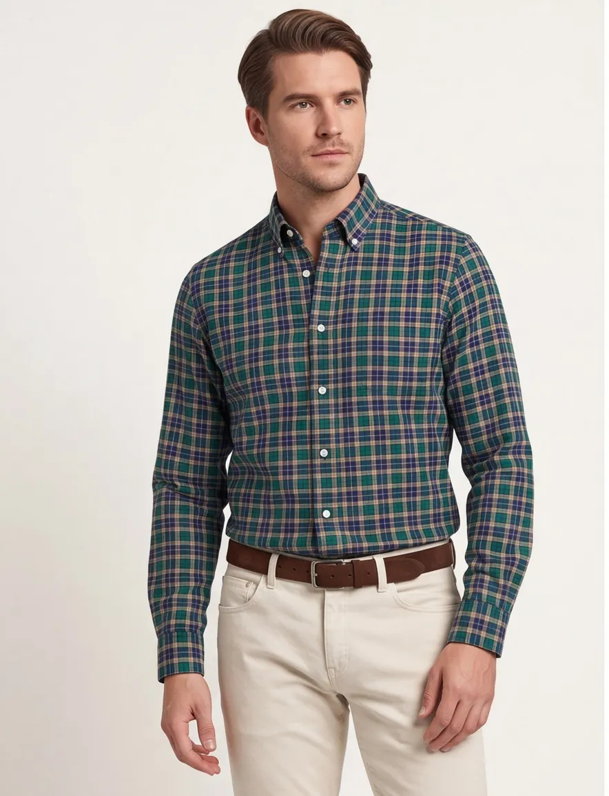 Gant overhemd groen/blauw geruit button-down