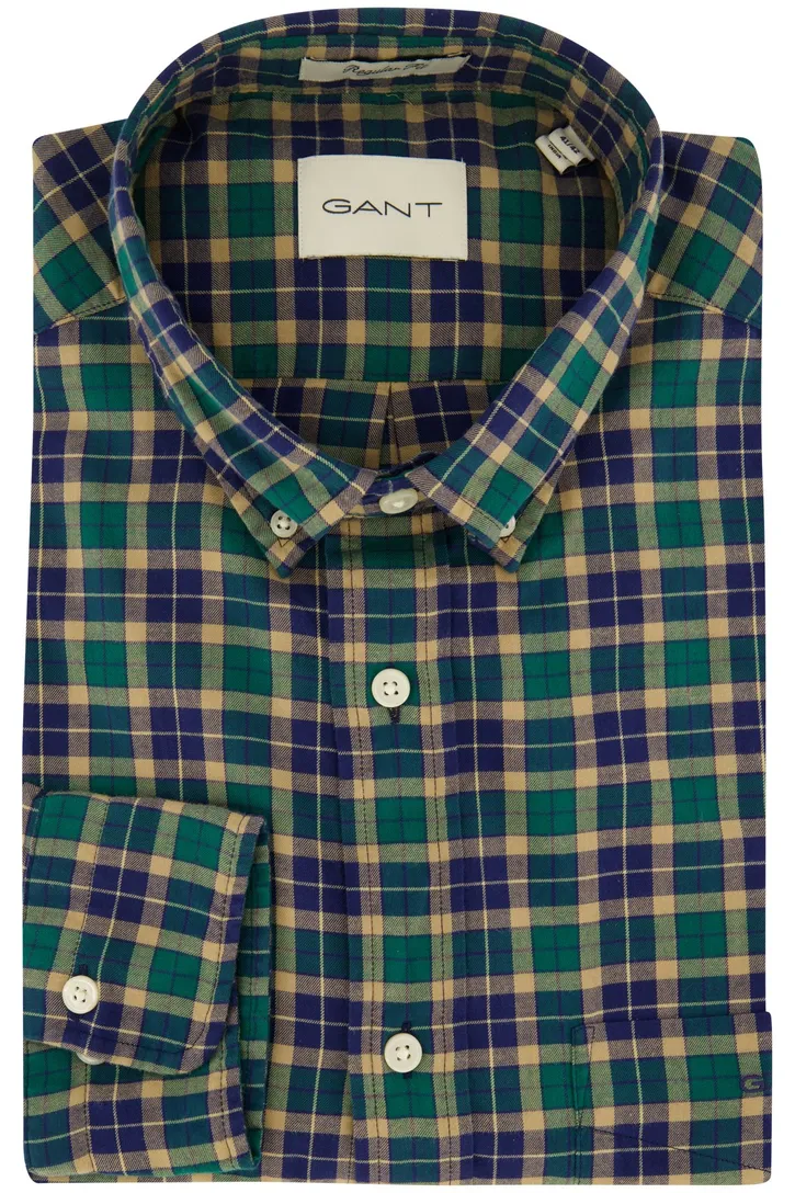 Gant overhemd groen/blauw geruit button-down