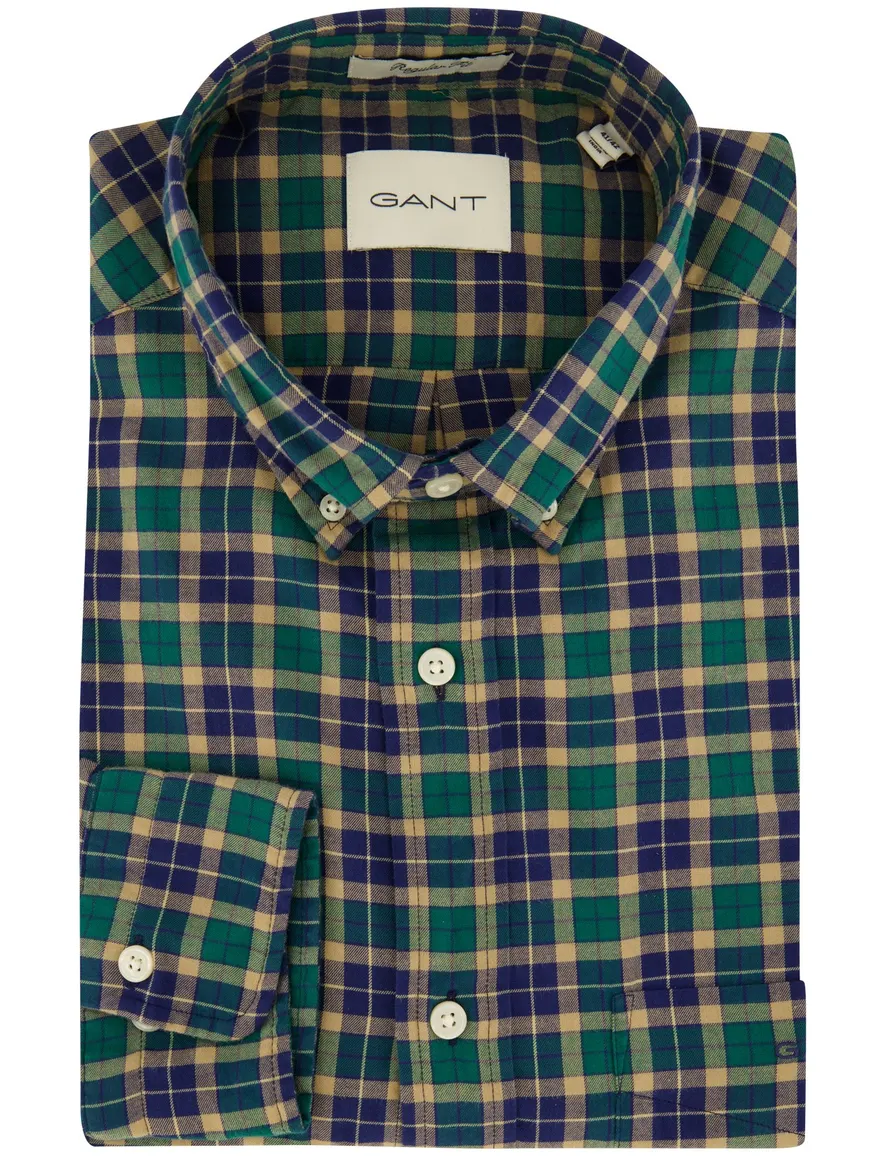 Gant overhemd groen geruit button-down