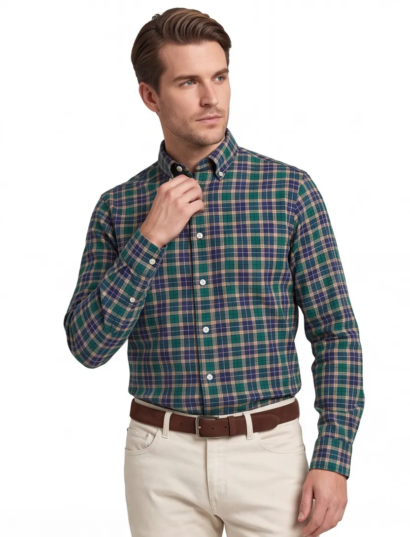 Gant overhemd groen/blauw geruit button-down
