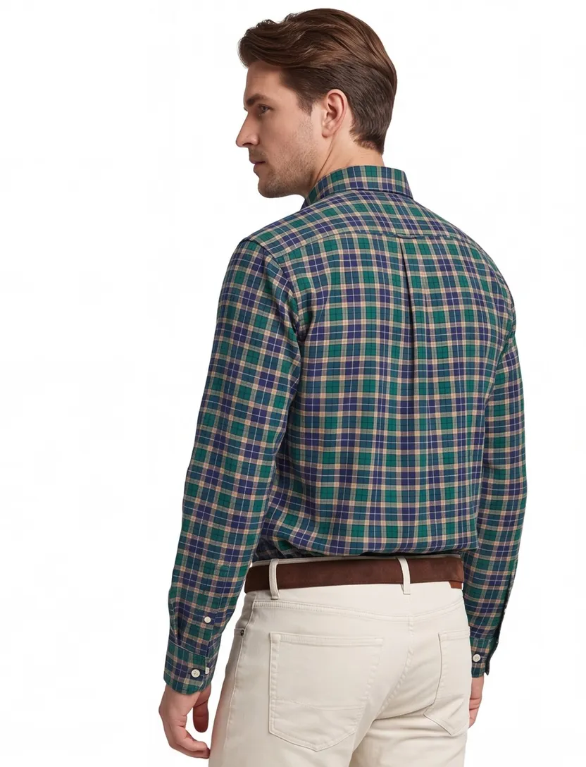 Gant overhemd groen/blauw geruit button-down