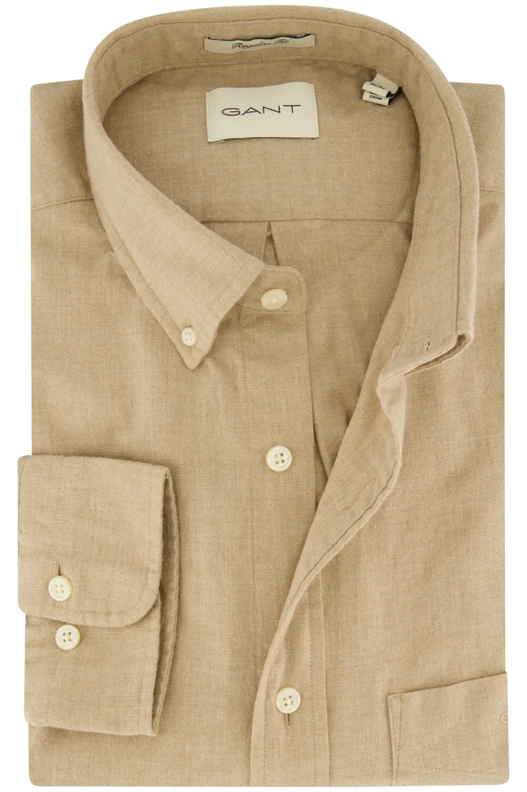 casual overhemd beige Gant Regular Fit