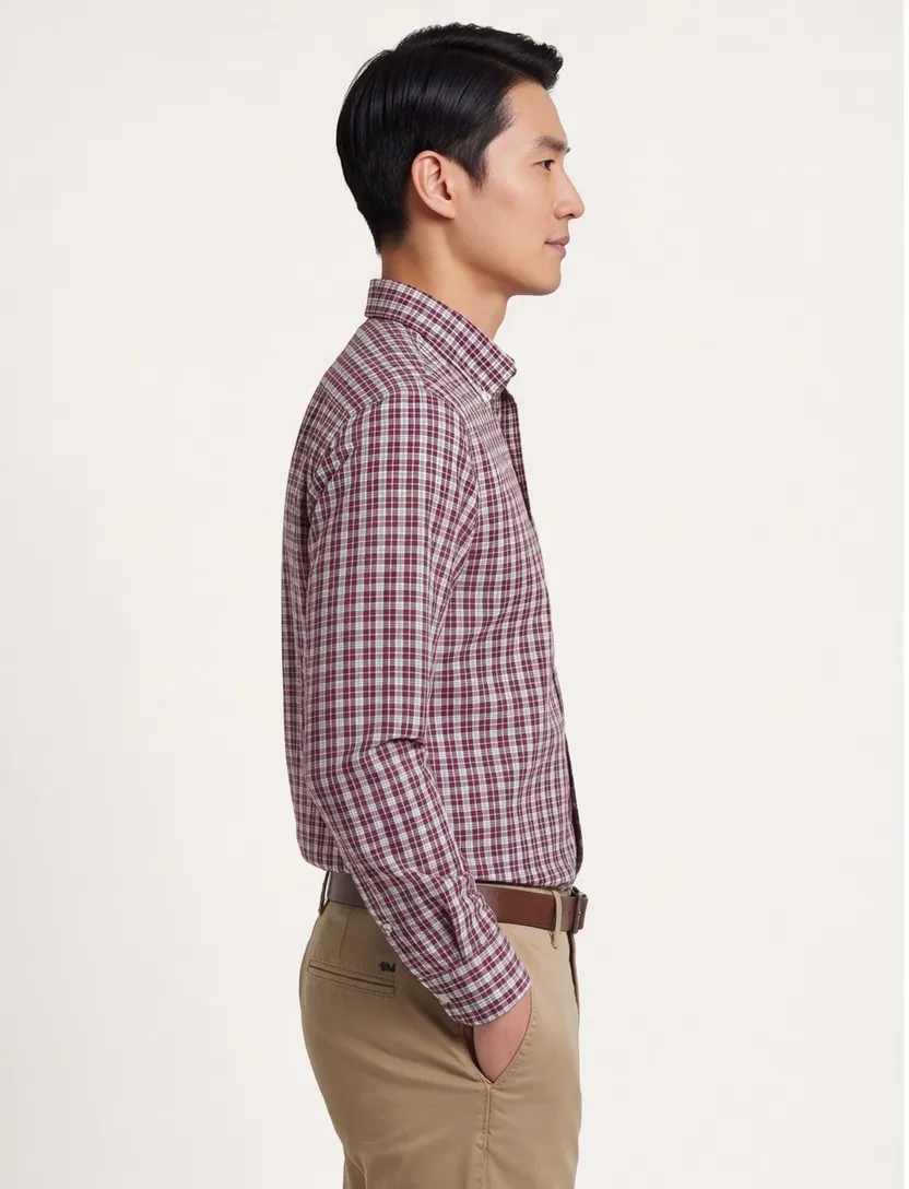 Gant casual overhemd rood geruit katoen Regular Fit borstzak