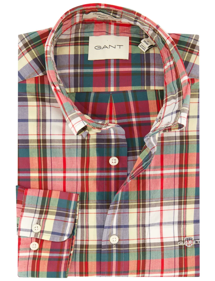 Gant casual button down overhemd Regular Fit rood geruit