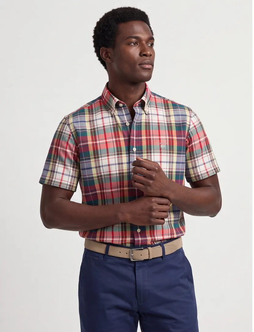 Gant casual button down overhemd rood geruit Regular Fit