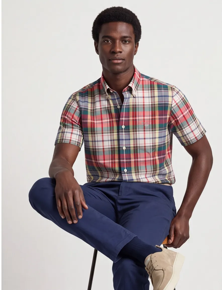 Gant casual button down overhemd Regular Fit rood geruit