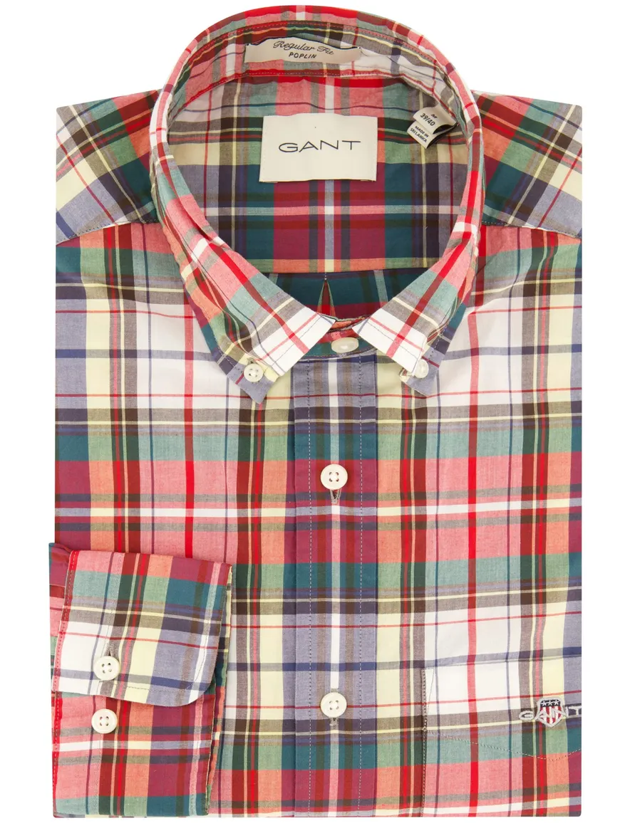 Gant casual button down overhemd Regular Fit rood geruit