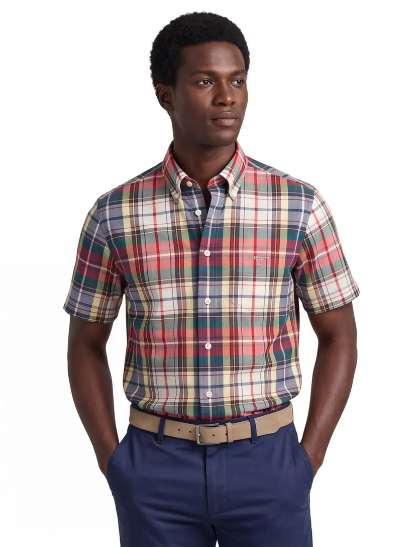 Gant casual button down overhemd rood geruit Regular Fit