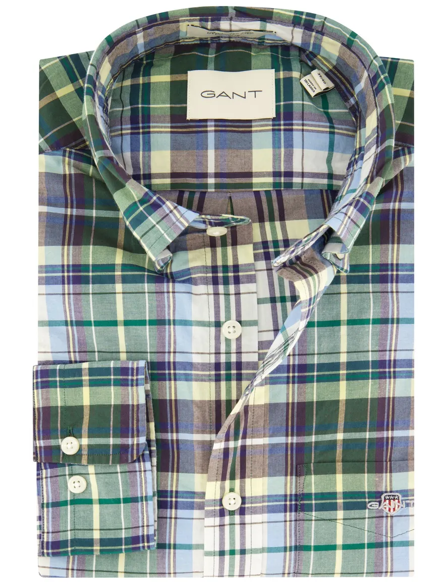 Gant overhemd groen geruit button down