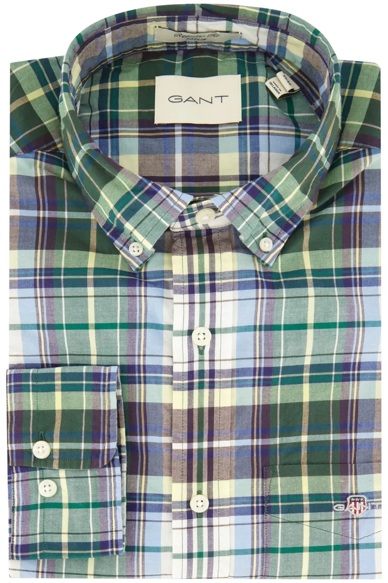 Gant overhemd groen geruit button down Regular Fit