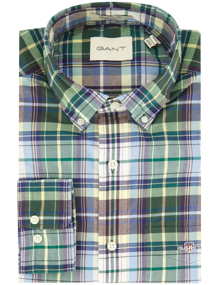 Gant overhemd groen geruit button down