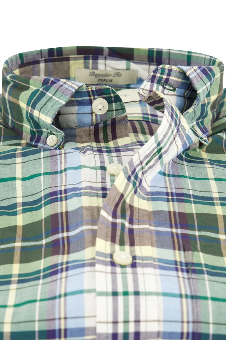 Gant overhemd groen geruit button down Regular Fit