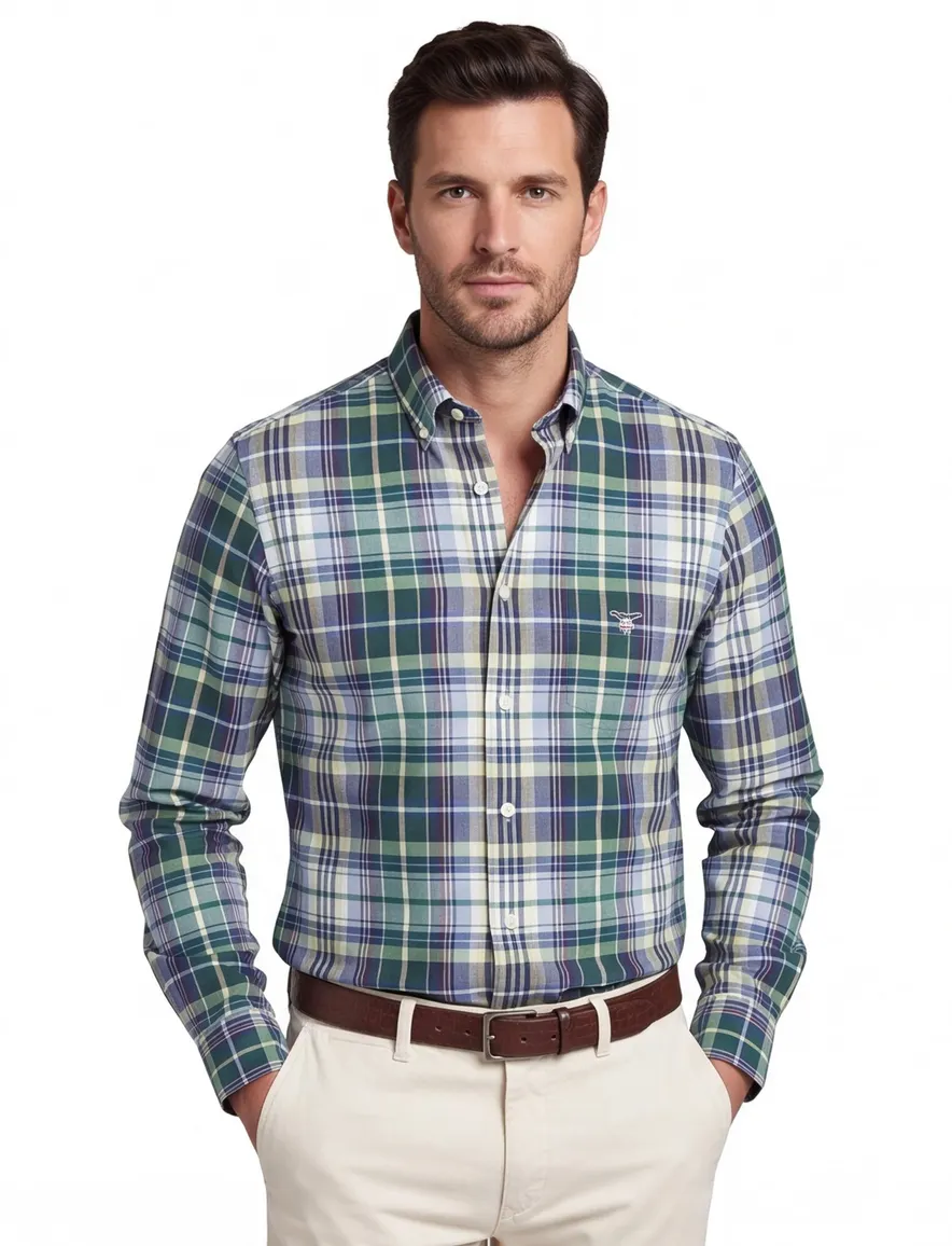 Gant overhemd groen geruit button down Regular Fit