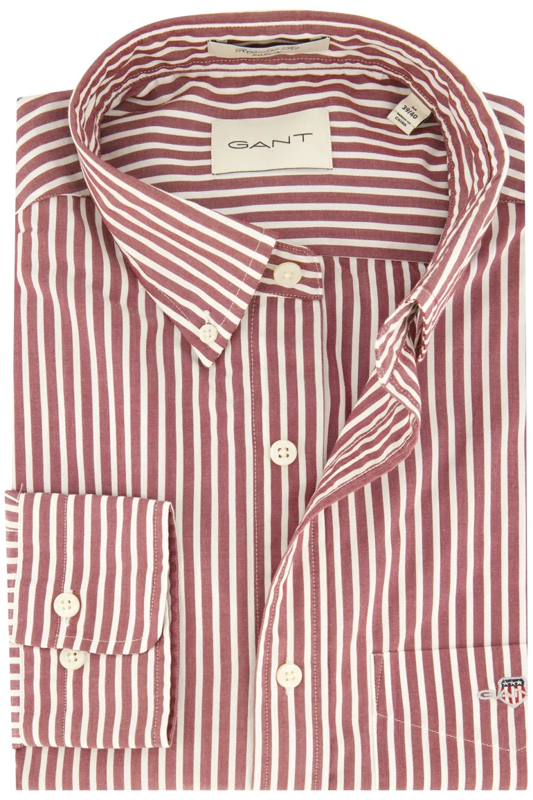 casual overhemd Gant bordeaux gestreept katoen normale fit