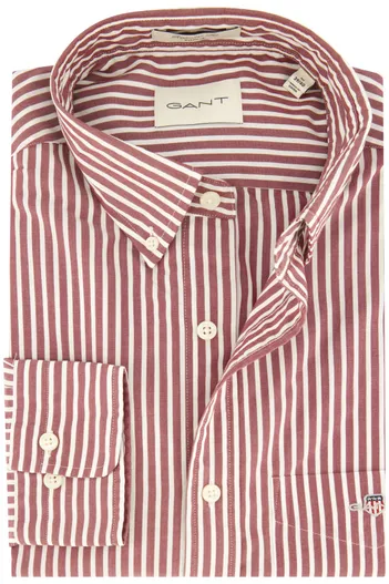Gant Gant casual overhemd bordeaux gestreept katoen borstzak