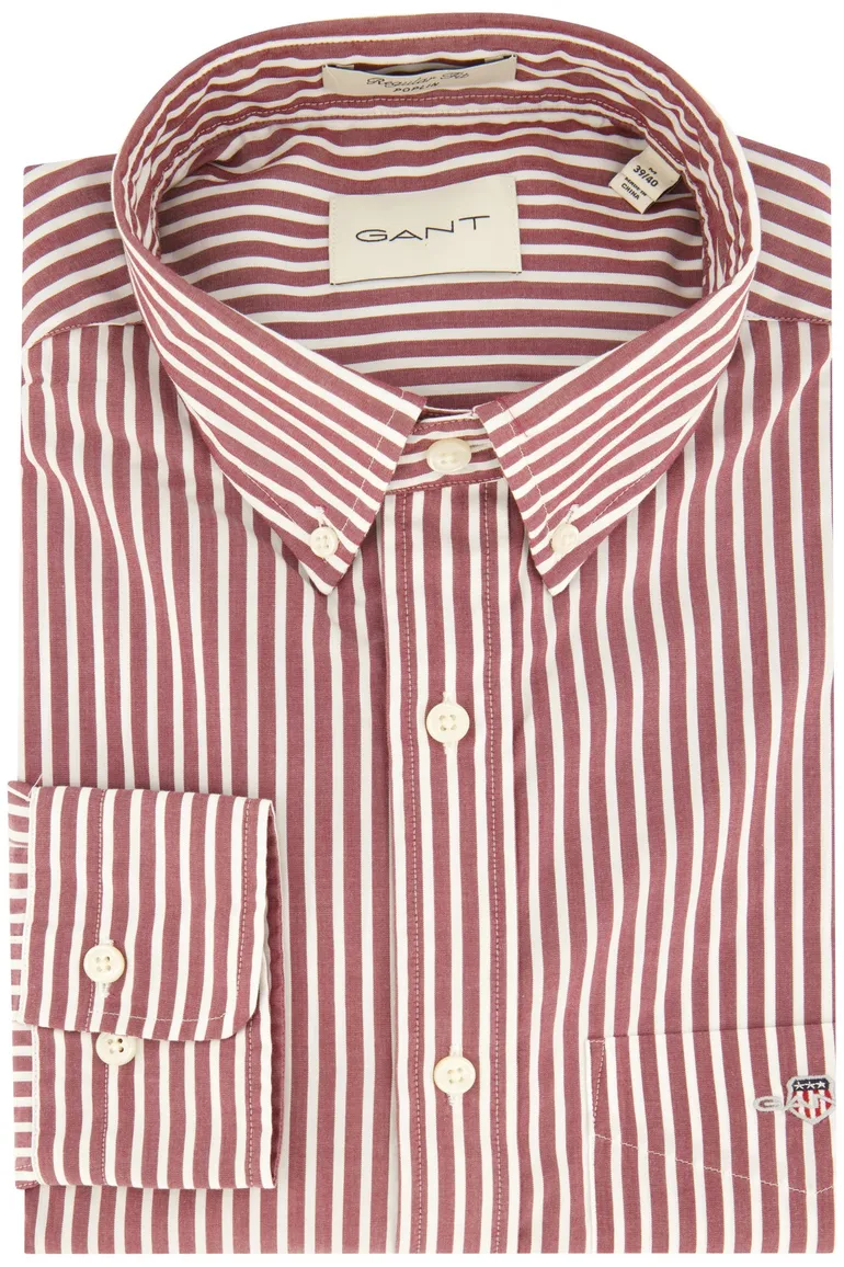 casual overhemd Gant bordeaux gestreept katoen normale fit