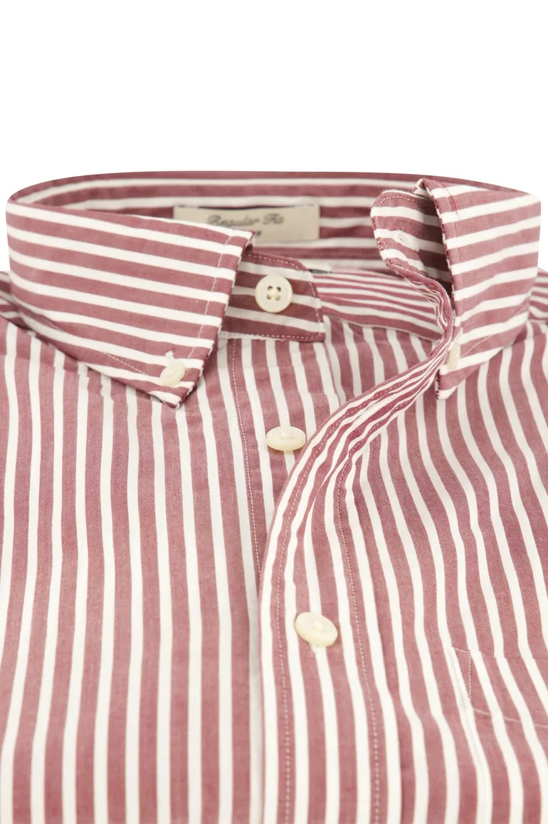 casual overhemd Gant bordeaux gestreept katoen normale fit