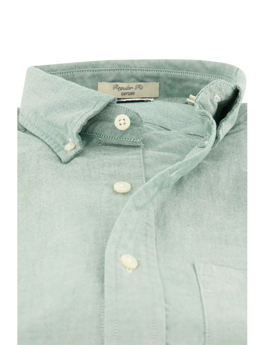 Gant casual overhemd normale fit groen effen borstzak