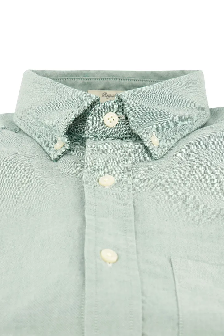 Gant casual overhemd groen effen katoen normale fit borstzak