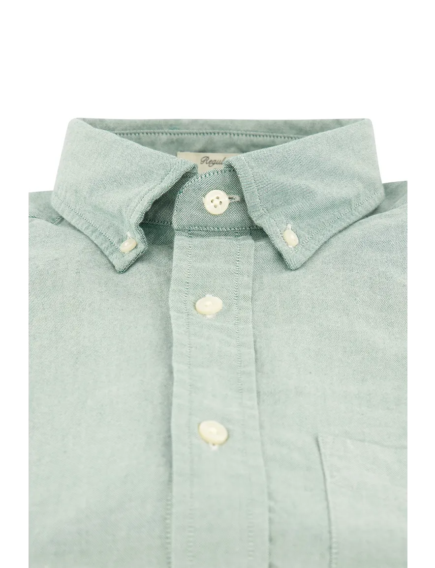 Gant casual overhemd normale fit groen effen borstzak