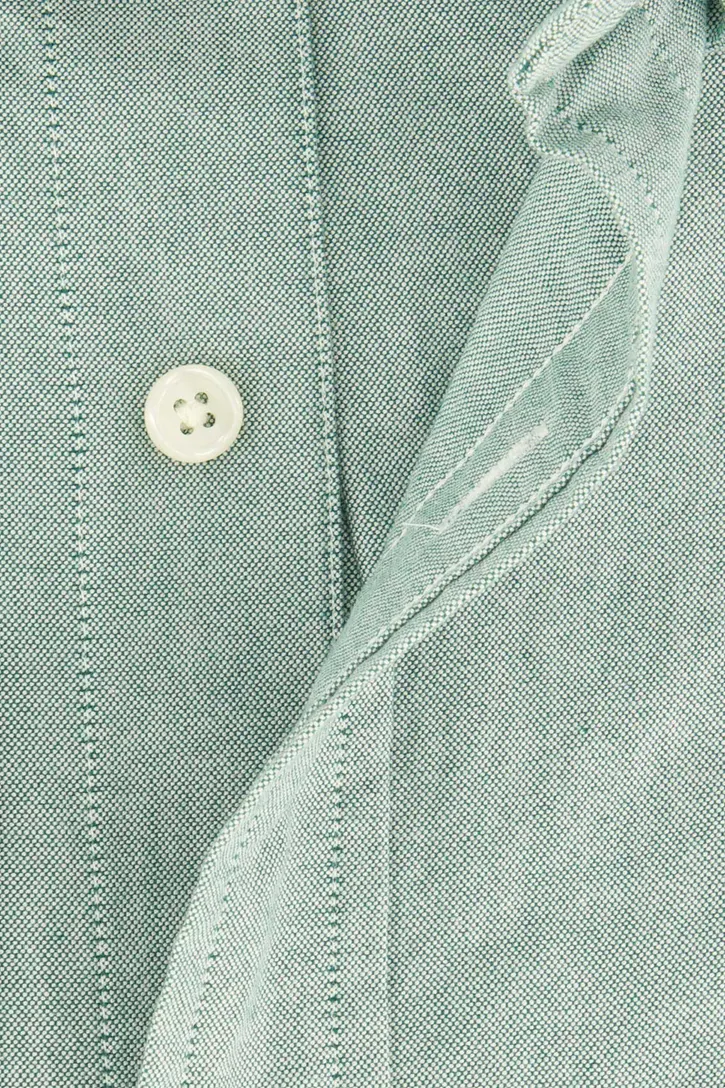 Gant casual overhemd groen effen katoen normale fit borstzak