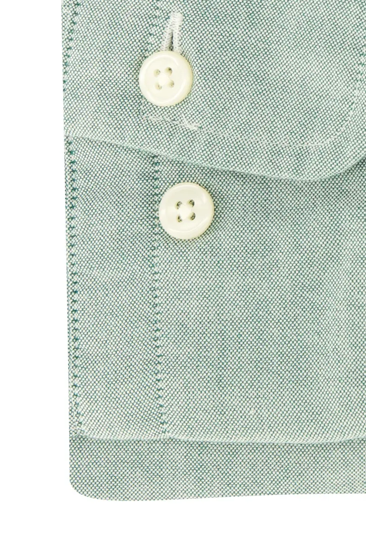 Gant casual overhemd groen effen katoen normale fit borstzak