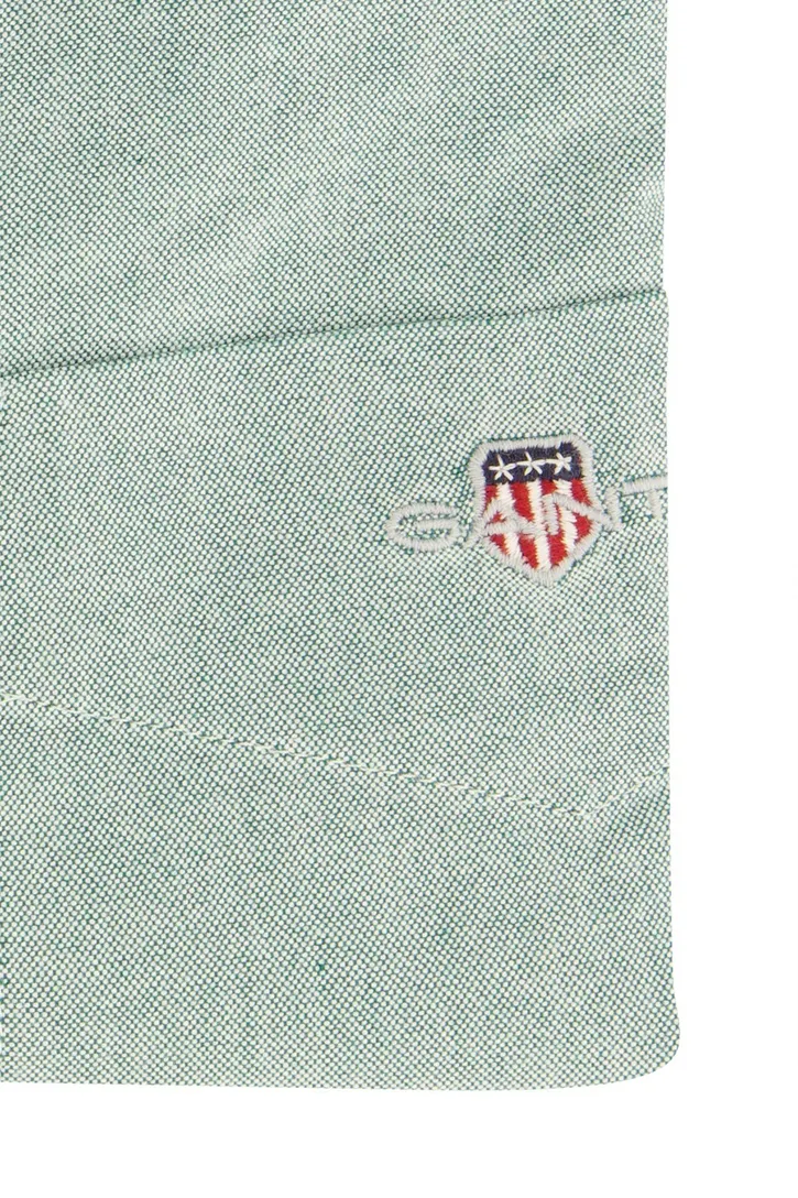 Gant casual overhemd groen effen katoen normale fit borstzak